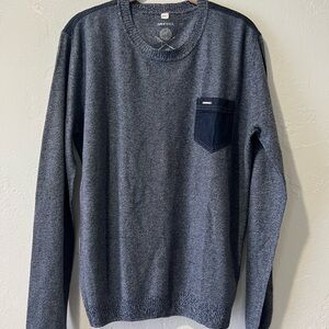Diesel K-Bharati linen blend crewneck sweater a navy/dark grey chest pocket XL